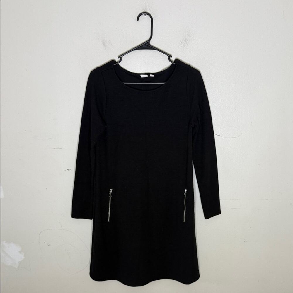 GAP Black Long Sleeve Dress with Zipper Accents Size Medium